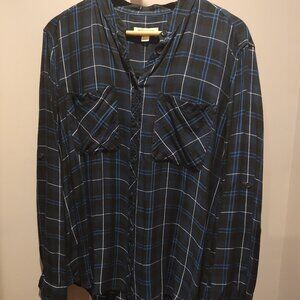 Black and Blue plaid, relaxed top